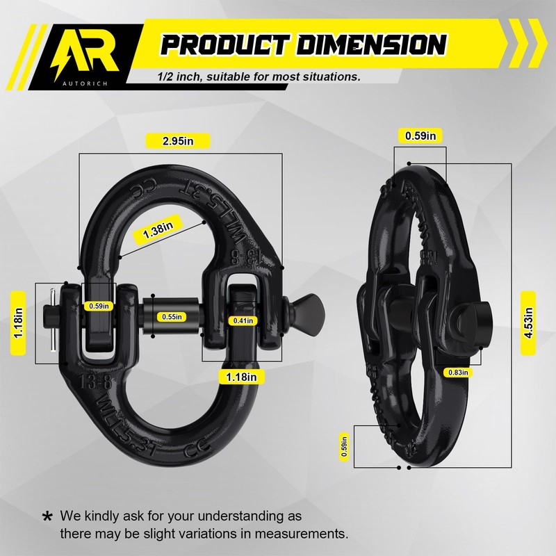 AUTORICH Safety Chain Connector Link, 1/2IN Tow Hitch Hammerlock Coupling