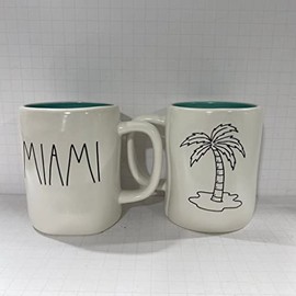 Rae Dunn MIAMI Mug- Florida - Double sided - palm tree - Ceramic - Dishwasher And Microwave safe