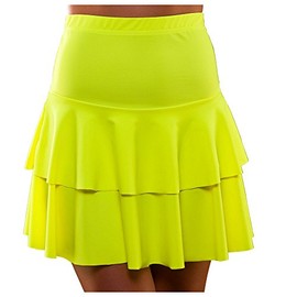 Wicked Costumes Adult 80's Ra Ra Skirt (Neon Yellow) - M/L (UK 12-16)