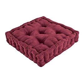 Collections Etc Tufted Padded Boosted Cushion and Support - Plush Seating for Chair with Carrying Handle, Burgundy