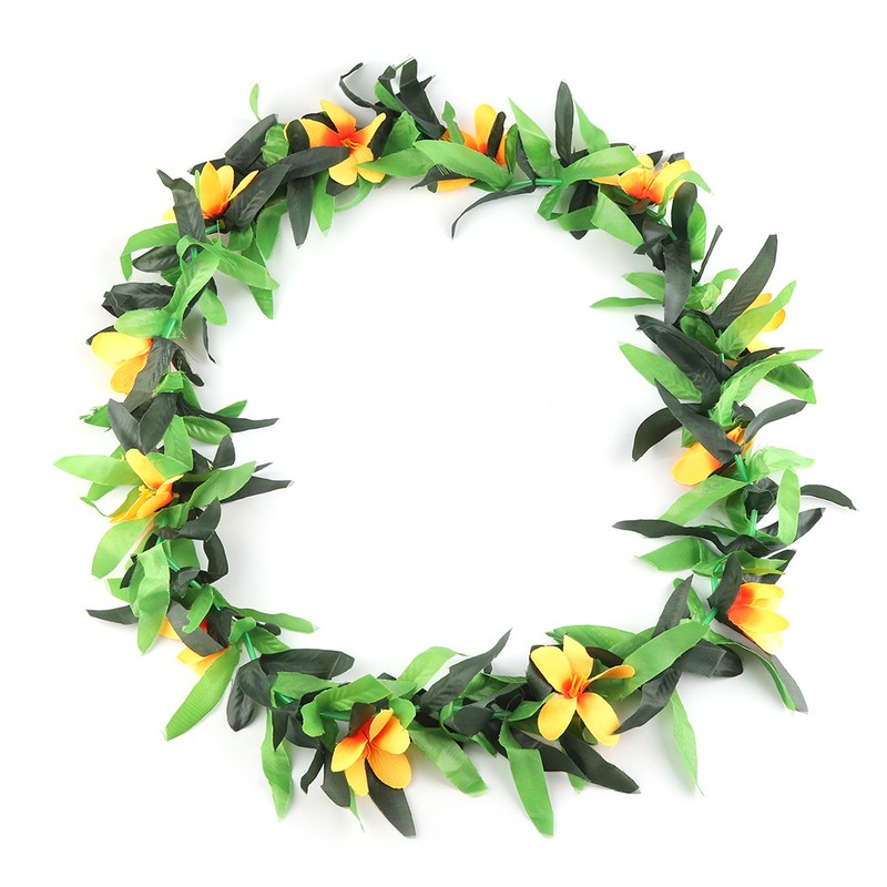 3pcs Assorted Color Hawaiian Leis Tropical Party Simulated Flower Leaf