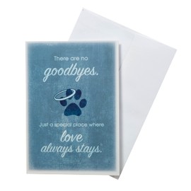 Dog Speak Pet Sympathy Card – “There Are No Goodbyes. Just A Special Place Where Love Always Stays” – Loss of Pet Remembrance Card with Envelope – 4.75" x 6.75"