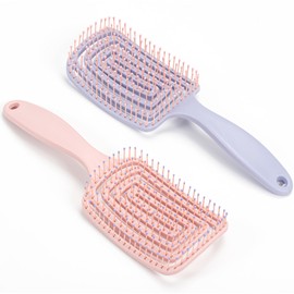 2Pack Detangle Hair Brush for Wet & Dry Hair – Curved Vent Hair Brush Detangler for Women, Men – Easy Detangling for Curly, Straight & Thick Hair, No Pull Massage