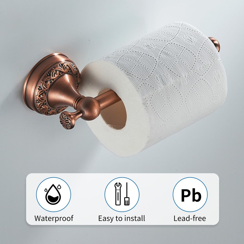 Red Copper Bath Roll Toilet Paper Holder, Wall Mounted Red