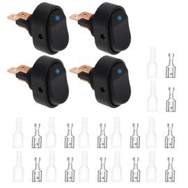 SING F LTD 4pcs LED Rocker Switch 12V 30A SPST Switch 3 Pin 2 Position Rocker Switch Boat-Shaped Switch LED Round Dot Rocker Switch for Cars Trucks RVs Motorcycles, Blue