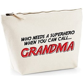 Hippowarehouse Who Needs a Superhero When You Can Call Grandma printed make up cosmetic wash bag 18x19x9cm