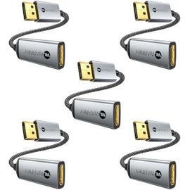 Warrky 4K DisplayPort to HDMI Adapter 5 Pack,[Metal Case, Gold-Plated Pins] Uni-Directional Display Port (DP) to HDMI Monitor Converter 1080P@120Hz Compatible for HP, AMD, NVIDIA. Male to Female.