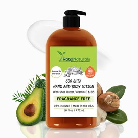 RaGaNaturals RaGaNaturals Natural Unscented Body Lotion for Dry, Sensitive Skin with Shea Butter, Avocado Oil & Vitamin E - Moisturizing, Fragrance Free Hand Lotion With Organic Essence -For Women, Men, Kids-16 Oz