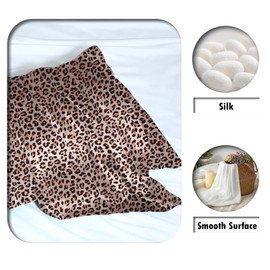Mulberry Silk Pillowcase for Hair and Skin Standard Size Leopard Print Silk Pillow Cases with Zipper Soft Breathable Smooth Cooling Silk Pillow Covers for Sleeping (Taupe Leopard,20"X 26",1Pcs)