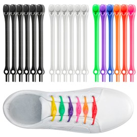 OranSee Cordones De Silicona, 3 Pares Agujetas de Silicón Elásticas, Sin Cordones De Zapatos Cordones De Zapatos Elásticos Para Tenis, Adultos, Niños, Mujeres Mbarazadas (Negro+Blanco+Multicolor)