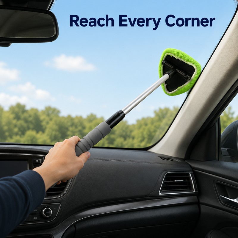 Telescopic Car Windshield Cleaner for Glass - 360° Microfiber Window