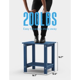 MXIMU Outside Adirondack Square Side Table, Weather Resistant Patio Table, Outdoor End Tables for Backyard, Pool, Indoor Companion, Front Porch