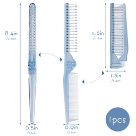SHIDOW Foldable Travel Comb - Mini Compact Hair Comb for Women & Men, Pocket-Size Wide and Fine Tooth Comb for Purse, Travel, Styling On-the-Go - Blue