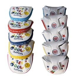 Blue Tee Golf Blue Tee Golf California Mallet Putter Cover SMAILE & PINBALL (Red & White)