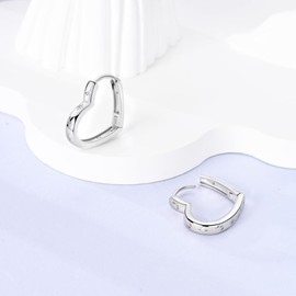 NARMO 925 Sterling Silver Hoop Earrings Heart Shaped Moon Star Hoop Earrings for Women