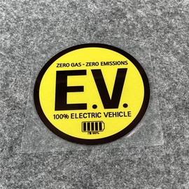 Horayten 2PCS Environmental Protection Funny Zero Gas Emissions 100% Electric Energy Vehicle Auto Car Styling Sticker Decals 8CM (Yellow)