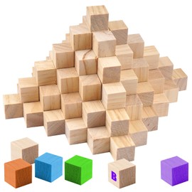 Pack of 140 Wooden Cubes for Crafts, Wooden Cubes 20 x 20 x 20 mm, Unpainted Wooden Cubes Blank Wooden Cube Decoration for Crafts, Painting, Number Blocks, Collages, Carving, Puzzles and DIY Projects