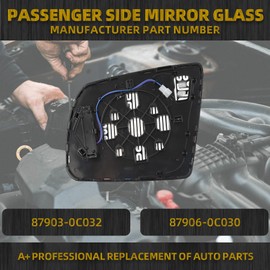 Dasbecan Passenger Right Side Mirror Glass Compatible with 2008-2017 Toyota Sequoia 2007-2020 Toyota Tundra with Arrow Turn Light Power Heated Mirror Glass Holder Replace# 87903-0C032 87906-0C030