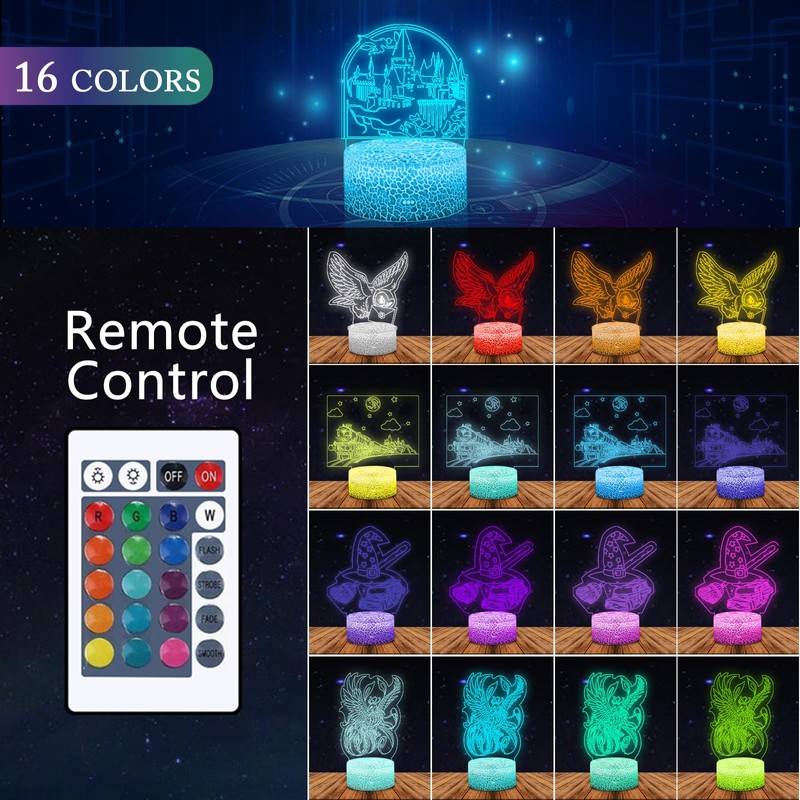 5 in 1 Sets Magic Theme 3D Cute Night Light,