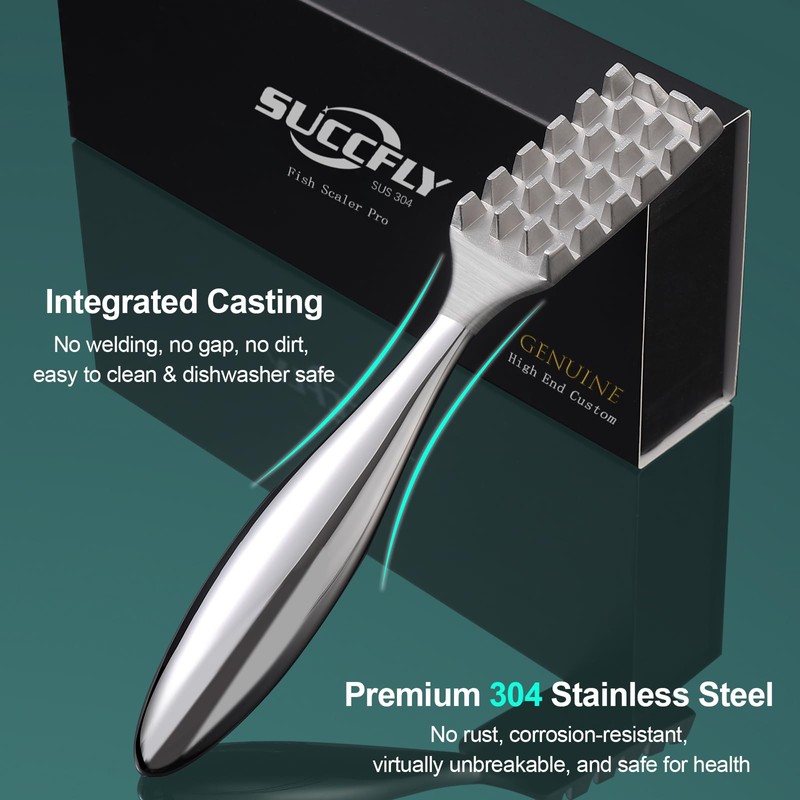 SUCCFLY Fish Scaler Set, Premium Fish Descaler Tool, Stainless Steel