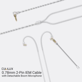Cubilux 3.5mm 2-Pin 0.78mm IEM Cable with Microphone Silver Plated OFC Wires Earphon
