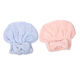 Gatuida 2Pcs Coral Fleece Hair Towel Wrap Thickened Drying Hat with Elastic Design Super Absorbent Soft Hair Drying Cap for Women Includes