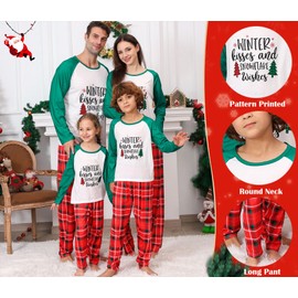 ANGELGGH Matching Family Christmas Pajamas Sets, Holiday PJs with Top and Pants, Cute 2 Piece Sleepwear for Couples/Women/Men (Youth, 2-3T, Red Green Tree)