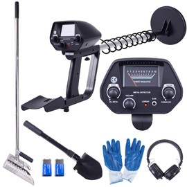 Metal Detector for Adults,Metal Detector Kit,Adjustable Length,Includes Metal Detector by Beginners,Sand Scoop,Folding Shovel,Ear Phone,Gloves,Batteries,Waterproof Gold&Metal Detector