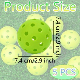 ZQuintuplian 5 PCS Pickleball Balls, Green Pickleball, Pickleball Balls Indoor with 40 Small Precisely Drilled Holes, Durable Pickle Ball for Game Training Sports Outdoor Indoor Accessories