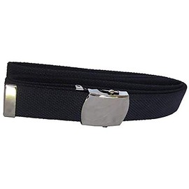 Mil-tec Blue, 100% cotton webbing US trouser belt with silver coloured metal buckle.