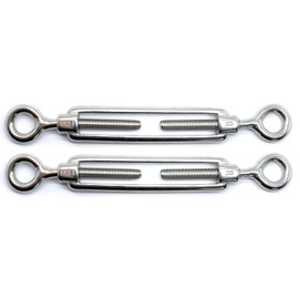 M8 x 120mm Eye & Eye Turnbuckles Wire Tensioner Strainer Closed Hook Threaded Hook A4 Marine Grade Stainless Steel (Pack of 2)