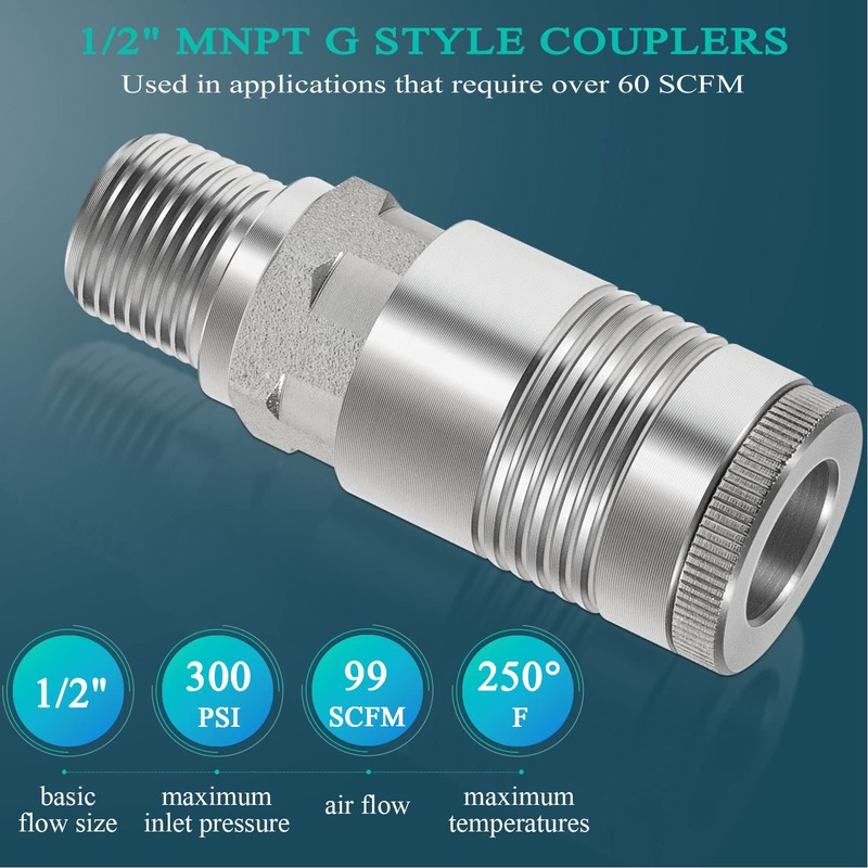 S-1816 1/2" MNPT G Style Couplers for applications requiring over
