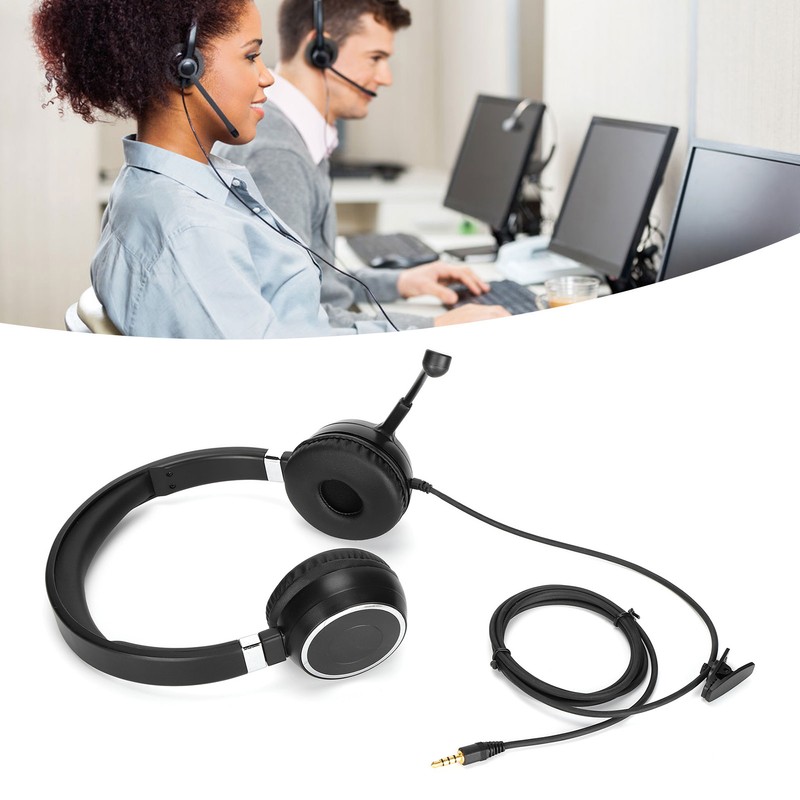 Binaural Headset Office Headset with Mic and Audio Control for