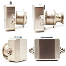 Hotiko 5pcs Push Button Cabinet Latch Lock for RV Motorhome Camper Caravan Yachts (ABS)-Champagne Gold