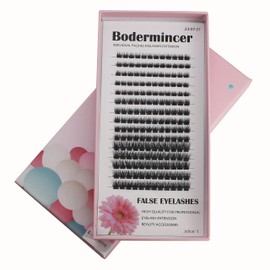 Bodermincer 180pcs D Curl Black/Brown 12-14-16mm Mixed/14-16-18mm Mixed Length EyeLashes Lash Cluster False Eyelashes (Black, Black 8-10-12mm Mixed)