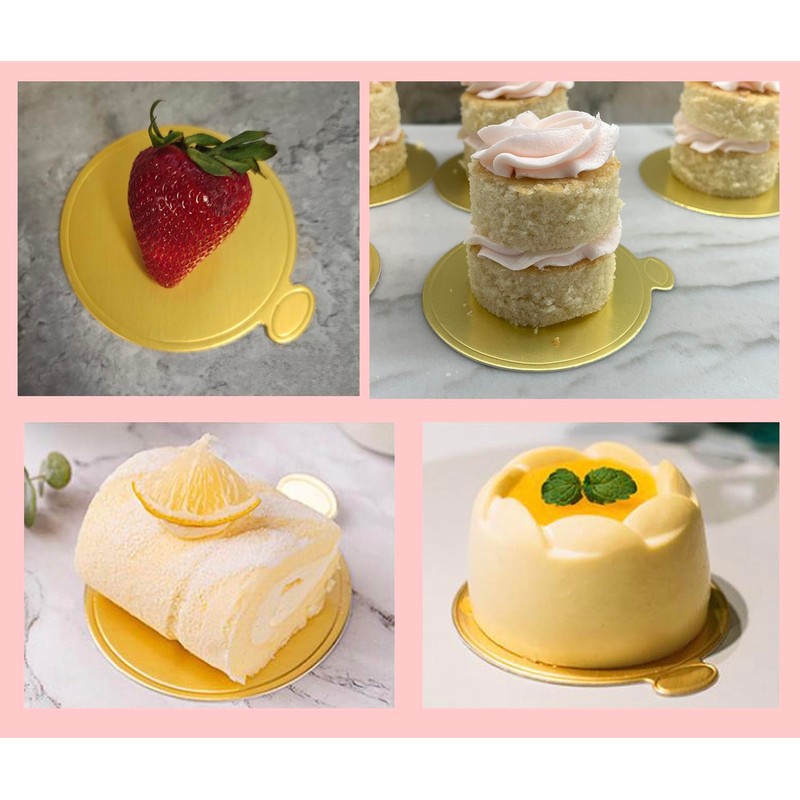 YYaaloa 200pcs Mini Golden Cake Boards Round and Square Cupcake