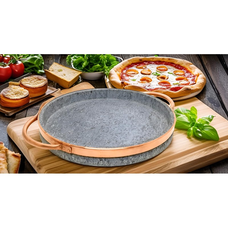 Cookstone 12" deep dish pizza pan with copper handles |