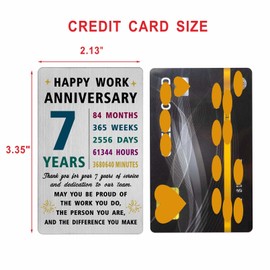 Richesele 7 Years Work Service Card - Thank You 7 Years Work Gifts - Happy 7th Work Anniversary Credit Card Size Keepsake