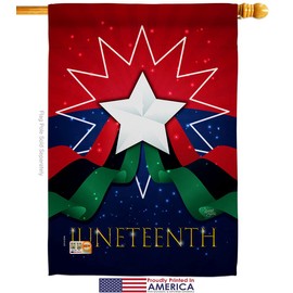 Happy Juneteenth Day Garden House Flags Kit Black History Jubilee Days African Americans Independence Small Decorative Gift Yard Banner Made In USA 28 X 40