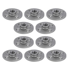 PIPE DECOR 3/8" Malleable Iron Floor Flange 10 Pack, Industrial Steel Grey Fits Standard Three Eighth Inch Threaded Black Pipes and Fittings, Vintage DIY Shelving, Real Plumbing Flanges