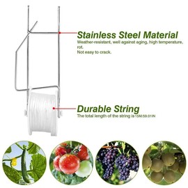 Tomato Holder Hooks 6PCS Tomato Support Hooks Greenhouse Tomato Roller Hooks Set Support Kit for Tomato Cherry 15 Meter Line