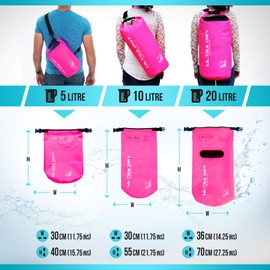 Premium Waterproof Bag, Sack with phone dry bag and long adjustable Shoulder Strap Included, Perfect for Kayaking/Boating/Canoeing/Fishing/Rafting/Swimming/Camping/Snowboarding (pink, 5 L)