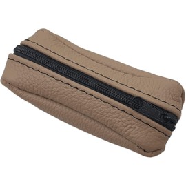 Small Genuine Leather Key Bag 1 Compartment Made in EU, dark beige, Unit size, Minimal