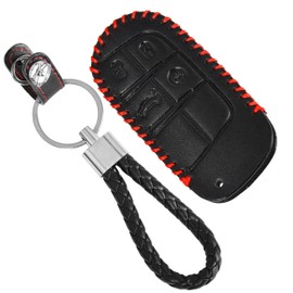 Arcets Leather Key Fob Case Compatible with Jeep Cherokee Renegade Chrysler Fiat | Key Remote Control Protector with 3 Buttons Leather