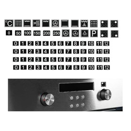 Cooker Symbol Sticker Set for The Cooker Labelling Smudged Cooker Sign Renew (RP44) (6 mm, White Signs on Black Background)