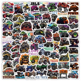 100pcs Monster Jam Trucks Stickers Kawaii Small Stickers Decorative Masking Stickers for Personalize Laptop Scrapbook Daily Planner