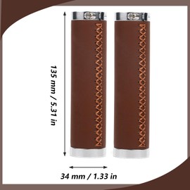 Mountain Bike Handlebar Grips With Single Lock On Clamp,Bike Handlebar Grips Artificial Leather Cycling Bicycle Grips,Lightweight And Ergonomic Bicycle For MTB/BMX (Dark Brown)