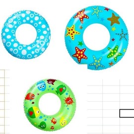 Adult Inflatable Swimming Ring Life Buoy - Black Tire Style, Multi-Color Mix + 70 15ea