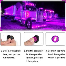 JXOFROAD 3/4" Purple LED Side Marker Light,Waterproof Round Bullet Clearance Light,Front Rear Signal Marker Lights,12V Tail Top Indicator for Trailer Truck Van RV Caravan (Pack of 10)…