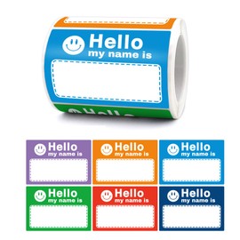 FACATH Name Tag Labels Stickers- 250pcs, Colorful Border Name Tag Stickers 75mm x 50mm, Clothing Labels for School, Office, Presents and Bottles